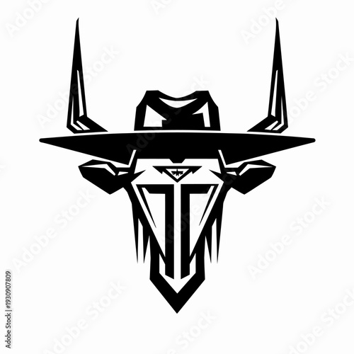 Abstract bull head silhouette emblem graphic design vector illustration