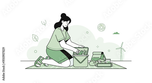 Sustainable Lifestyle Fresh Foods Packed For An Outdoor Picnic Adventure