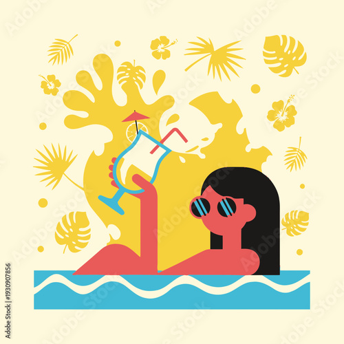 Summer Poolside Refreshment Tropical Vibes Lifestyle Enjoyment