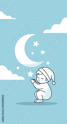 Sweet Dreams Little One Dreaming Under The Crescent Moon