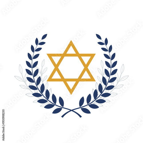 Symbolic Star Of David Adorned With Laurel Wreath Elegant Religious Iconography
