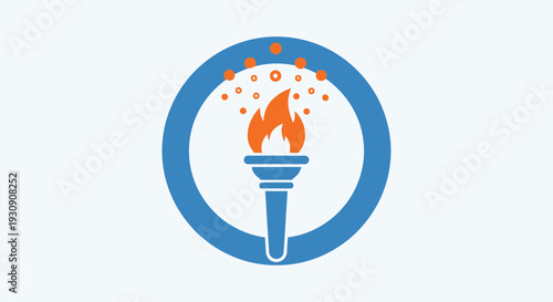 Symbolic Torch Of Illumination And Innovation In A Circle Representing Progress