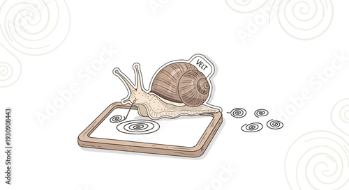 The Snail's Slow Progress On A Digital Device Illustrates Patience And Deliberation
