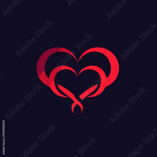 Abstract red heart symbol on dark background suitable for design elements
