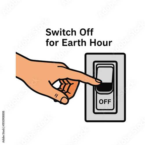 Earth Hour Energy Saving Illustrations: Hands Switching Off Lights