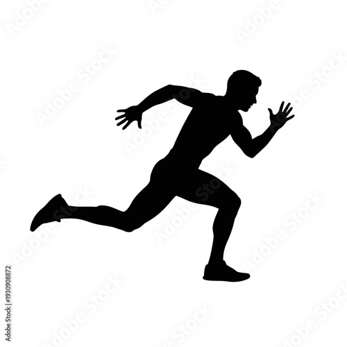 Dynamic silhouette of a runner captured in mid sprint action.