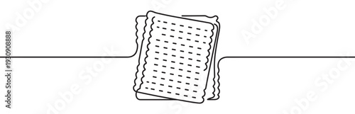 Stack of crackers are depicted with wavy edges and perforated holes, rendered in a minimalist continuous line art style.