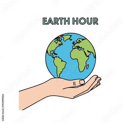Earth Hour Global Protection and Environmental Care Illustrations