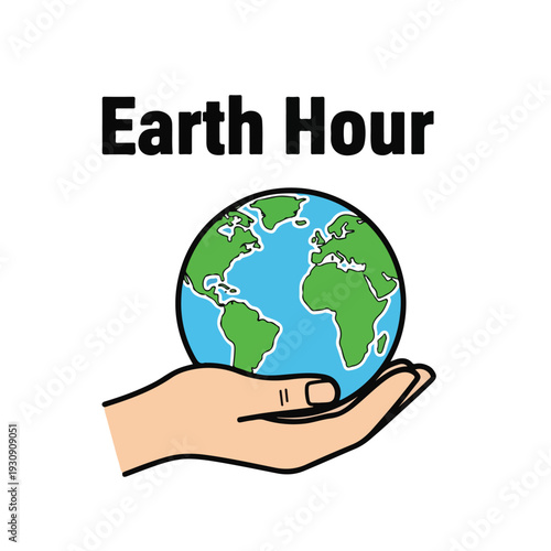 Earth Hour Global Protection and Environmental Care Illustrations