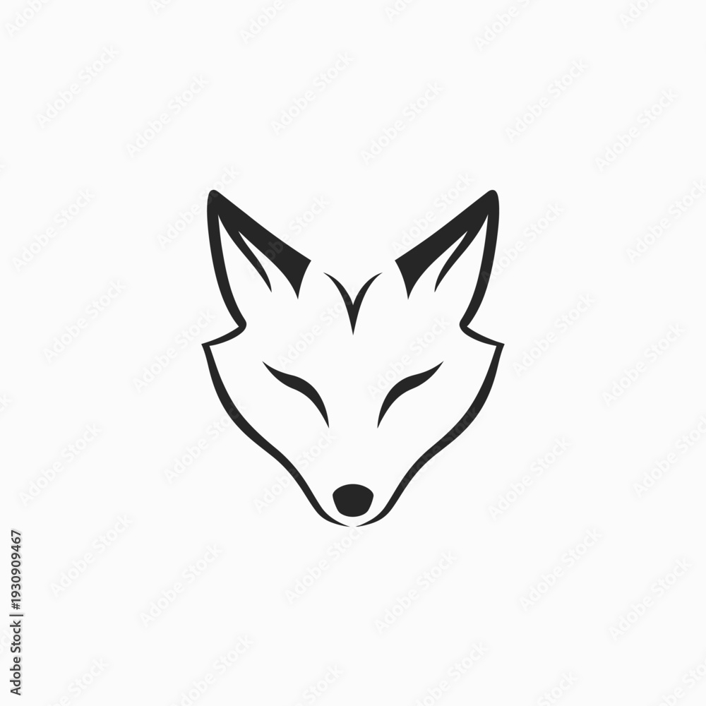 Obraz premium Minimalist fox head illustration in black and white for design and branding
