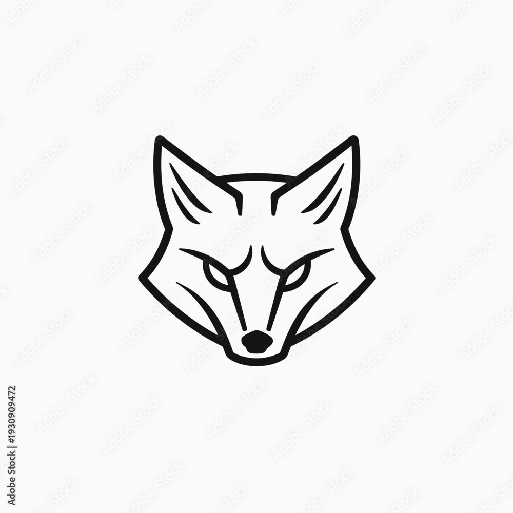 Fototapeta premium Minimalist fox head illustration vector for logo design and creative projects