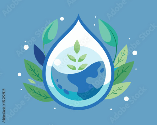 Harmony between water and nature in a stylized droplet design.