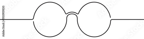 Round glasses simple outline illustration depicting clear vision and intellectual pursuits in a minimalist style.