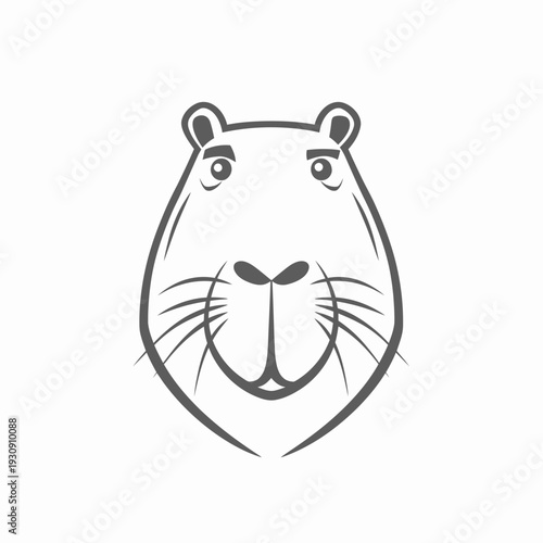 Stylized capybara illustration in monochrome line art style for various uses