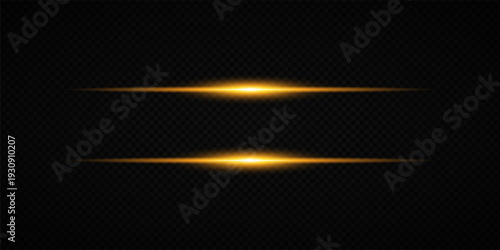 Glowing Golden Star Light Effect with Sparkle Rays and Lens Flare Illumination on Transparent Background