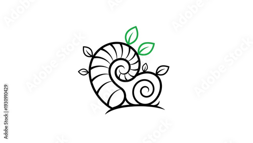 Abstract snail illustration minimalist nature symbol for design concepts