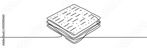 Stack of crackers drawn in continuous line art style with a minimalist aesthetic, representing a simple snack or food item.