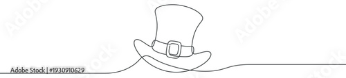 Leprechaun hat continuous line drawing design for St. Patrick's Day celebration and traditional Irish culture festivities.