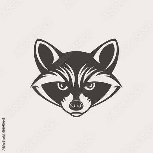 Stylized illustration of a raccoon head with focused expression