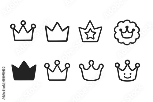 Crown icon collection for royalty symbols luxury branding and achievement awards