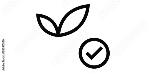 Ecology and sustainability icons showing plant growth and verification