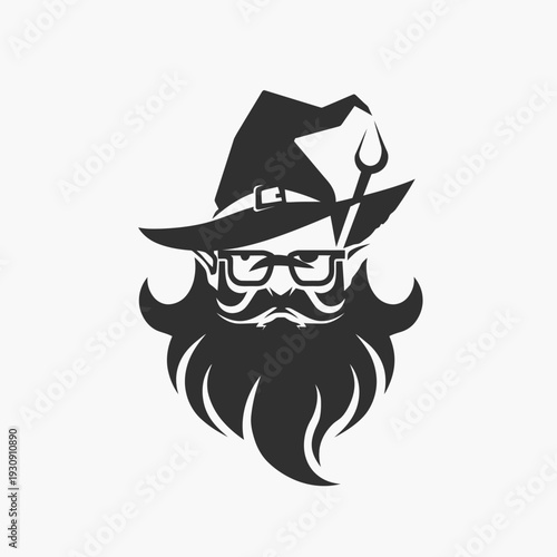 Stylized portrait of a bearded man with hat and eyeglasses illustration