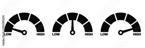 gauge icon set low to high speed meter for measurement dashboard