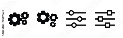 Gear and slider icons representing settings configuration and adjustments