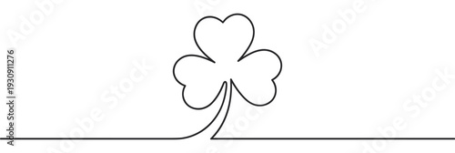Three-leaf clover continuous line drawing illustration design element perfect for St. Patrick's Day celebrations and good fortune concepts.