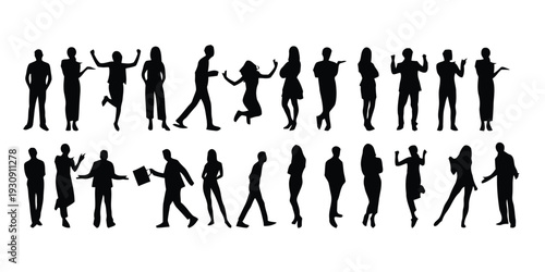 diverse group of people silhouettes in various poses