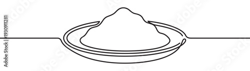 Bowl with powder continuous line drawing minimalist art representing cooking ingredients or baking preparation.