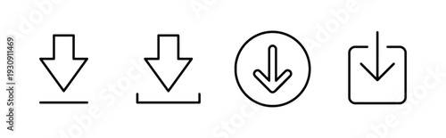 Download icons with arrow and line square circle outline