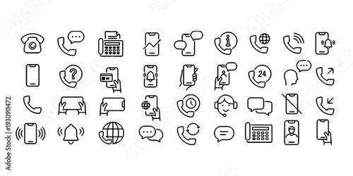 Hand drawn icons related to communication and telephone services
