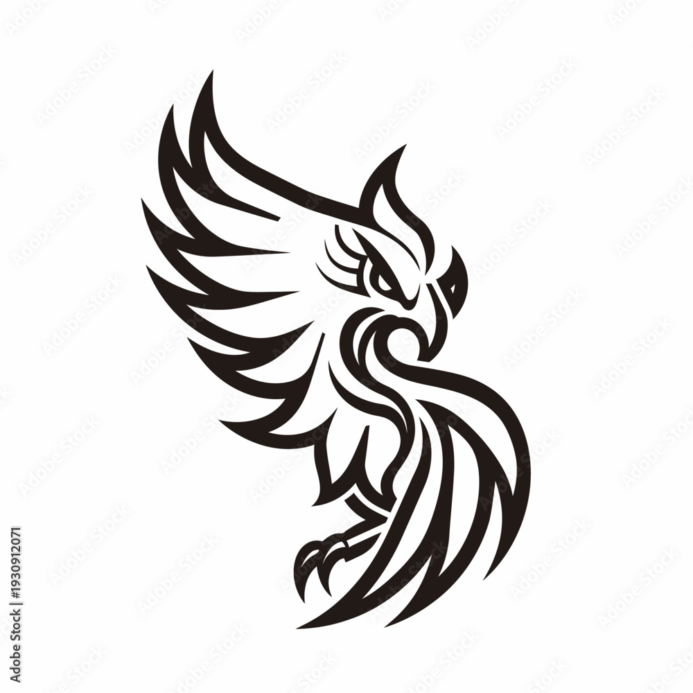 Obraz premium Stylized vector illustration of an eagle soaring with spread wings