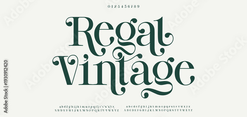 Regat Vintage. Elegant luxury serif display font vector with alternate