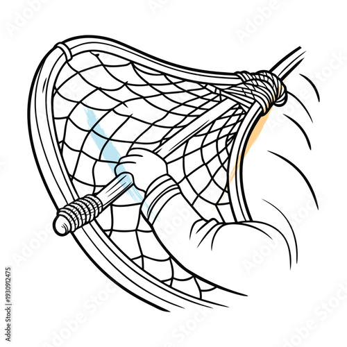 Hand Holding Butterfly Net, Continuous Line Art Illustration - Delicate Sketch for Nature Concepts and Childhood Memories