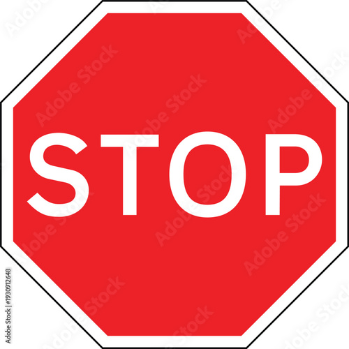 UK STOP Traffic Sign Red Octagon Road Safety Design Vector