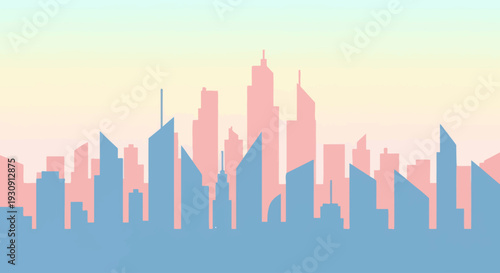 City Skyline Silhouette with Modern Buildings.