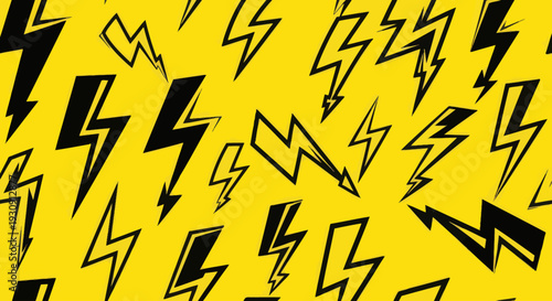 Black Lightning Bolt Icons on Yellow.