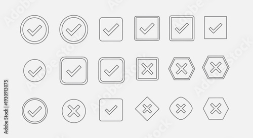 Collection of Checkmark and Cross Icons.