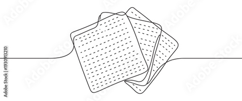 Continuous line drawing of abstract square shapes with dashed patterns creating a modern minimalist and artistic graphic design.