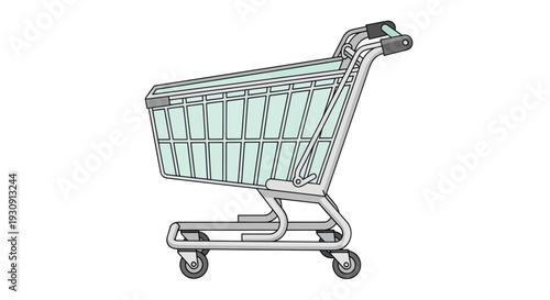 Empty Shopping Cart Illustration on White.