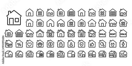 House and home icons representing real estate and property types