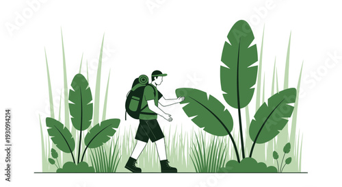 Venturing Into Verdant Wilderness A Solo Explorer Navigates Lush Foliage