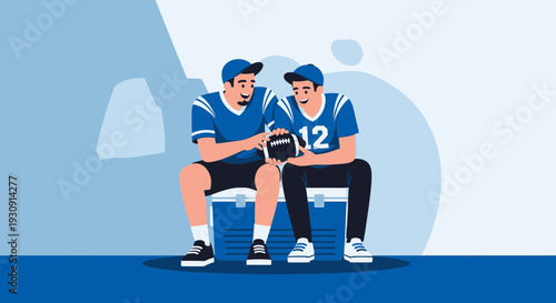 Two Male Friends Bonding Over An American Football
