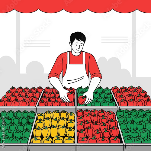 Vibrant Vegetable Stall Scene Selling Fresh Produce