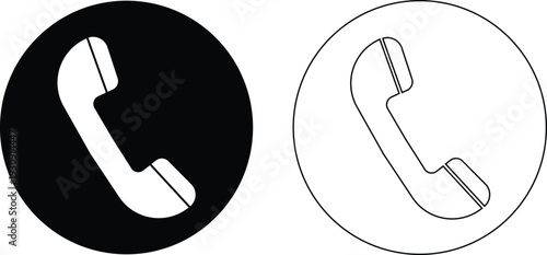 Black and white phone icons in oval shapes