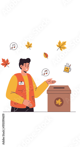 Volunteering With Seasonal Autumnal Charitable Giving And Community Spirit