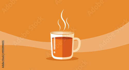 Warm Beverage Steaming Cup on Orange Background Creates A Relaxing And Cozy Ambiance
