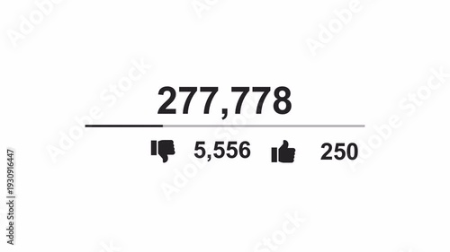 One million social media view counter animation on transparent background